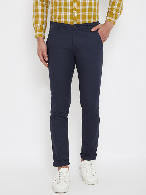 

Canary London Men Navy Blue Slim Fit Solid Chinos