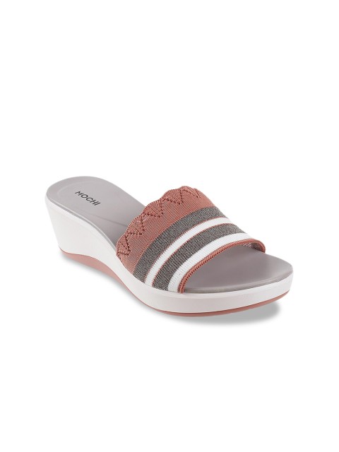 

Mochi Women Pink & Grey Striped Wedges