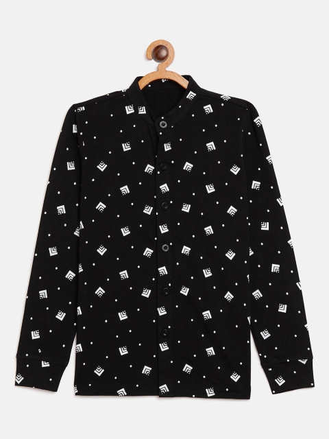 

GRITSTONES Boys Black Regular Fit Printed Casual Shirt