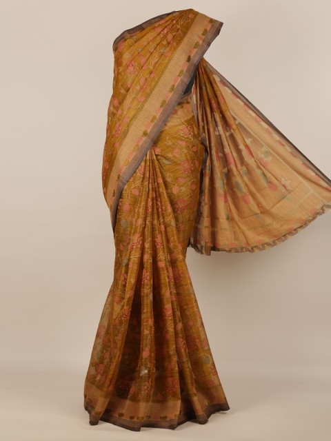 

Pothys Mustard Woven Design Jute Silk Saree