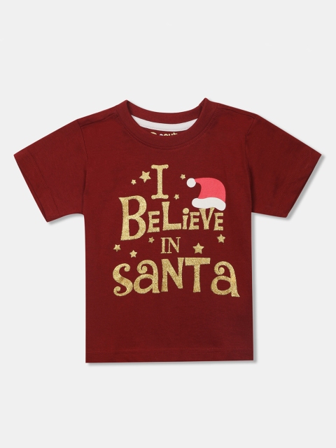 

Donuts Boys Maroon Printed Round Neck T-shirt