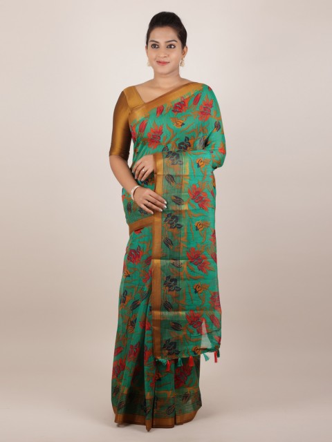 

Pothys Green & Brown Jute Silk Woven Design Saree