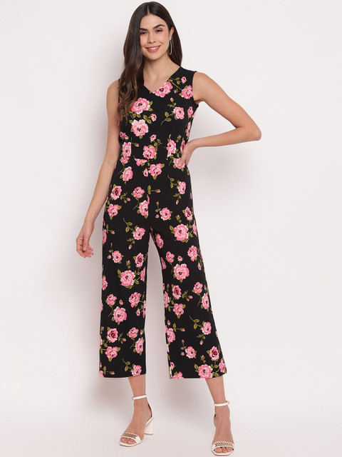 

Mayra Women Black & Pink Printed Basic Jumpsuit