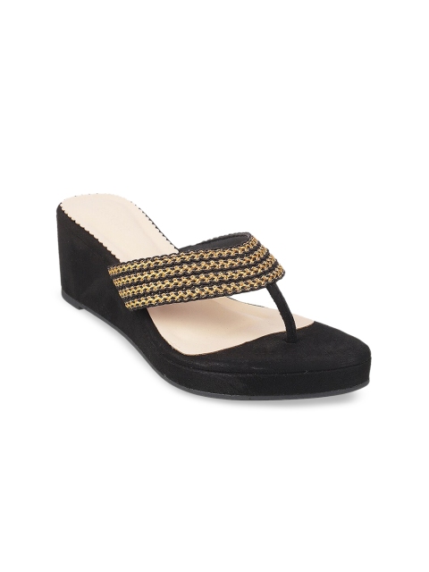 

Mochi Women Black Woven Design Wedges