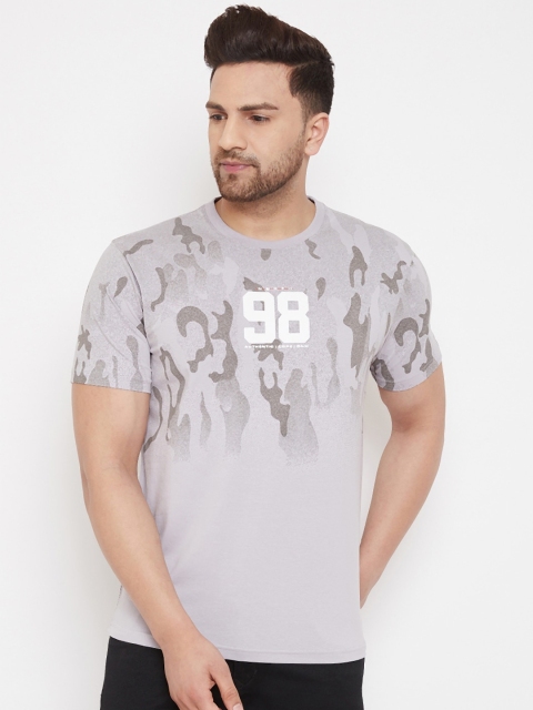 

98 Degree North Men Grey Printed Round Neck T-shirt