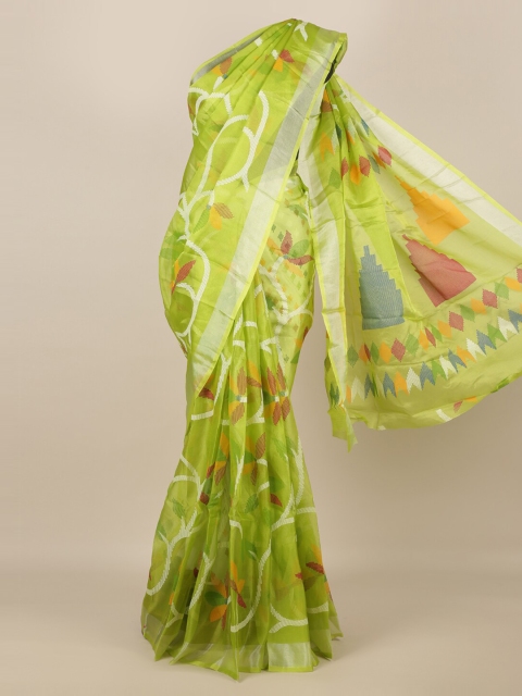 

Pothys Green Printed Poly Chiffon Saree