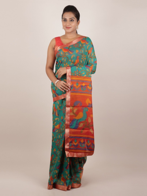

Pothys Green Woven Design Jute Silk Saree