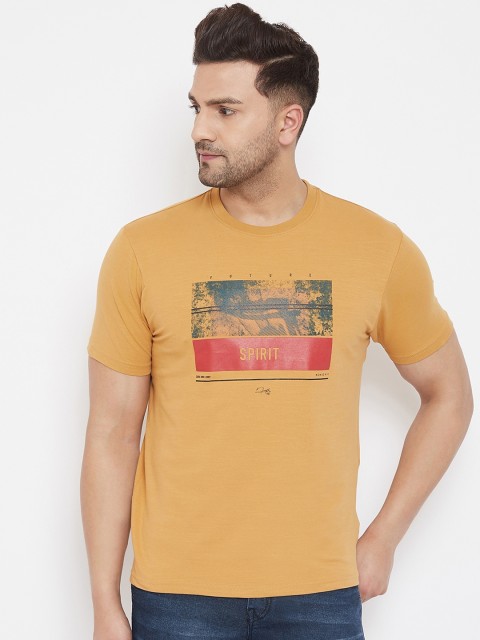 

98 Degree North Men Beige & Red Printed Round Neck T-shirt