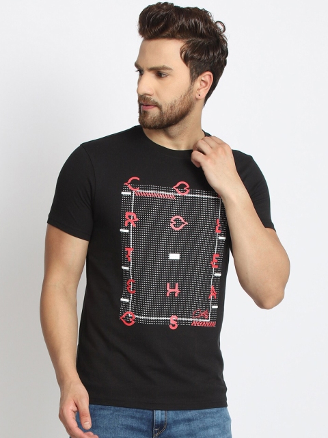 

98 Degree North Men Black & Red Printed Round Neck T-shirt