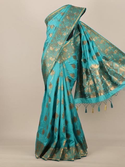 

Pothys Turquoise Blue Woven Design Jute Silk Saree