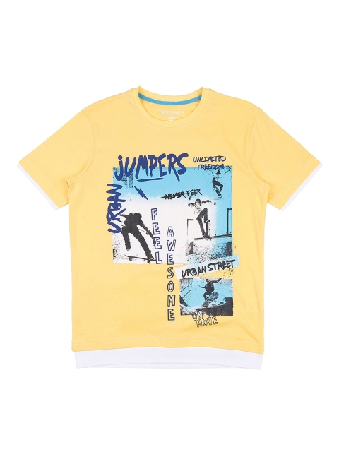 

Pantaloons Junior Boys Yellow Printed Round Neck T-shirt