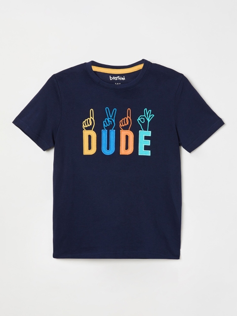 

Bossini Boys Navy Blue Printed Round Neck T-shirt