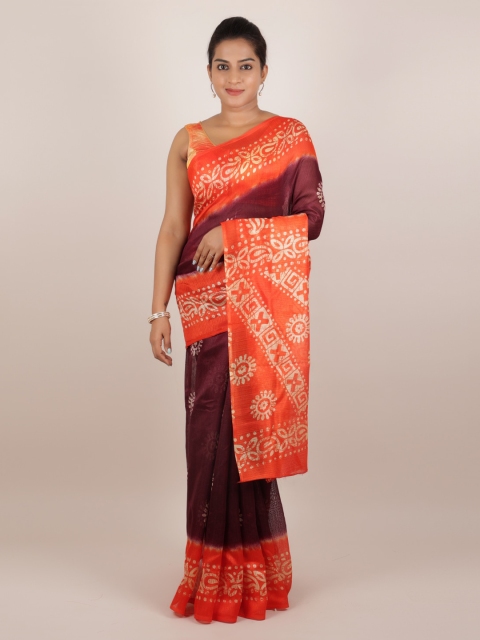 

Pothys Purple Printed Jute Silk Saree