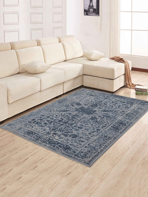 

RUGSMITH Grey & Blue Classical Pattern Anti-Skid Carpet
