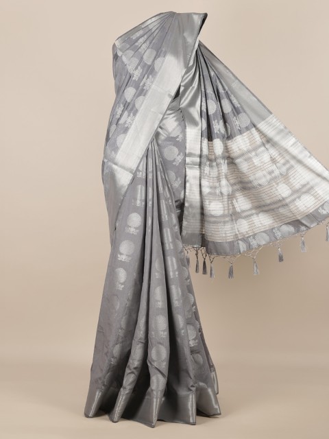 

Pothys Grey & Silver-Toned Jute Silk Woven Design Saree