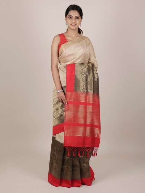 

Pothys Cream-Coloured Woven Design Pure Silk Saree