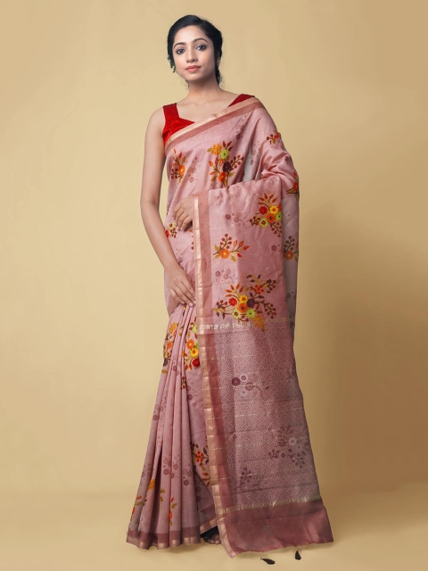 

Unnati Silks Mauve Silk Cotton Woven Design Chanderi Saree