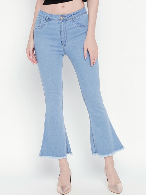 PURPLE WATER Women Blue Slim Fit High-Rise Low Distress Jeans