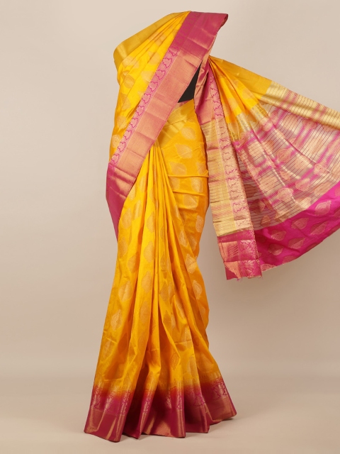 

Pothys Yellow Woven Design Jute Silk Saree