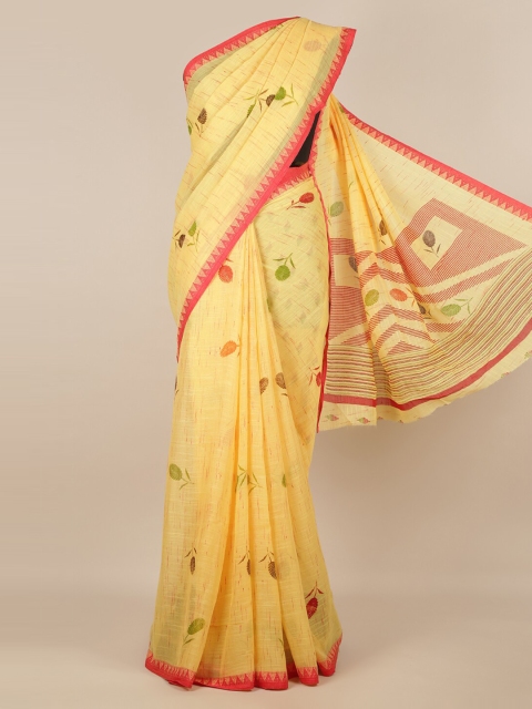 

Pothys Yellow Woven Design Linen Blend Saree