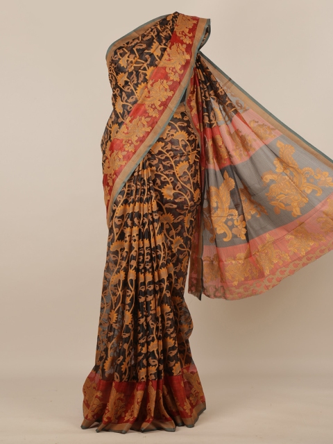 

Pothys Black & Red Jute Silk Woven Design Saree