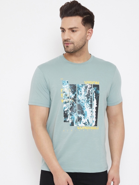 

98 Degree North Men Green Printed Round Neck T-shirt