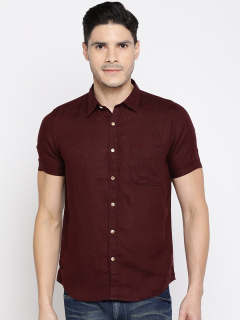 

Pepe Jeans Men Burgundy Regular Fit Solid Casual Shirt