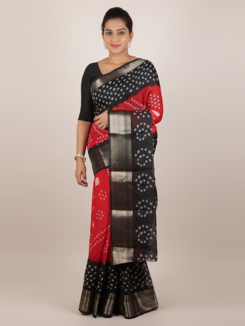 

Pothys Red Printed Jute Silk Saree