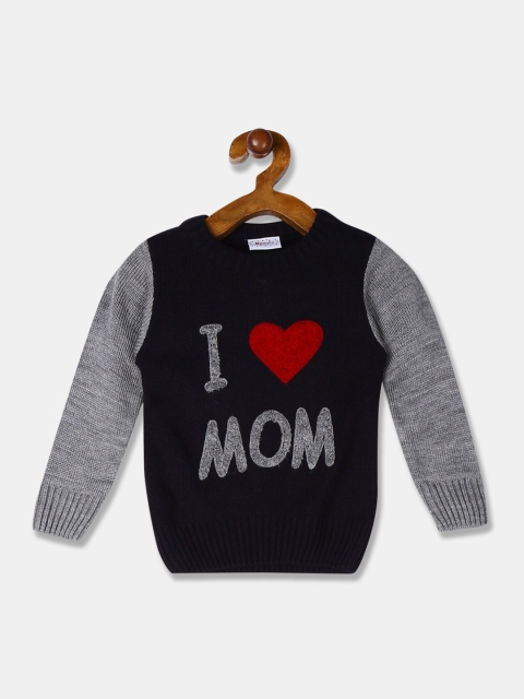 

Donuts Boys Navy Blue Printed Pullover Sweater