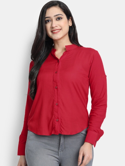 

Globon Impex Women Red Regular Fit Solid Casual Shirt