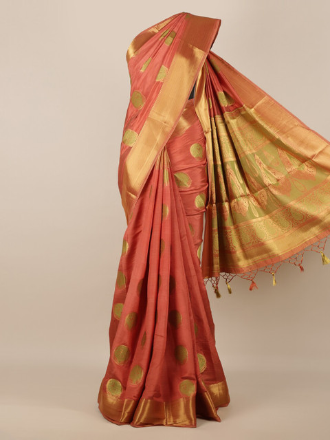 

Pothys Brown Woven Design Jute Silk Saree