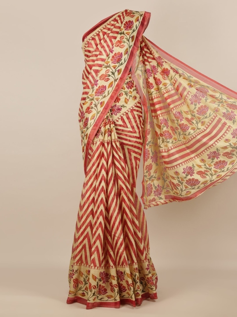 

Pothys Maroon Striped Jute Silk Saree