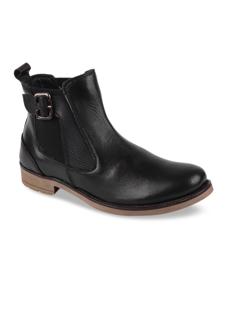 

Fausto Men Black Leather Casual Chelsea Boots