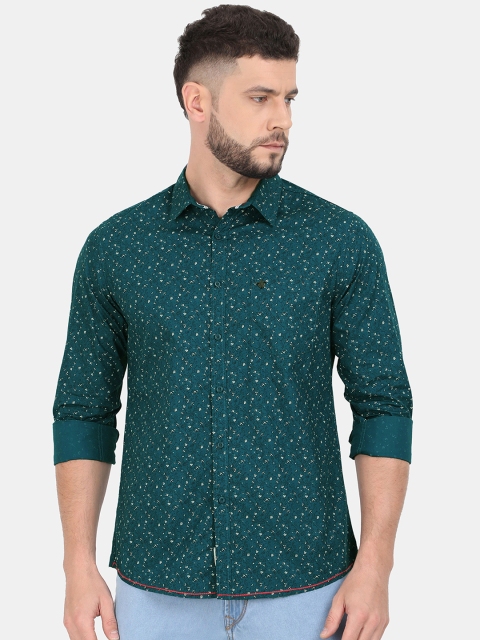 

VUDU Men Teal Green Regular Fit Printed Casual Shirt