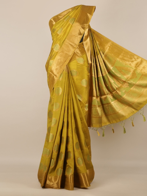 

Pothys Olive Green Woven Design Jute Silk Saree
