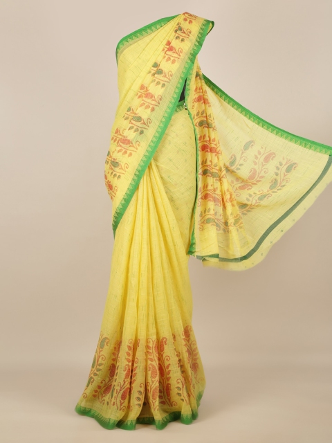 

Pothys Yellow Woven Design Linen Blend Saree