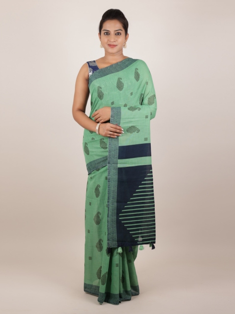 

Pothys Green Woven Design Linen Blend Saree