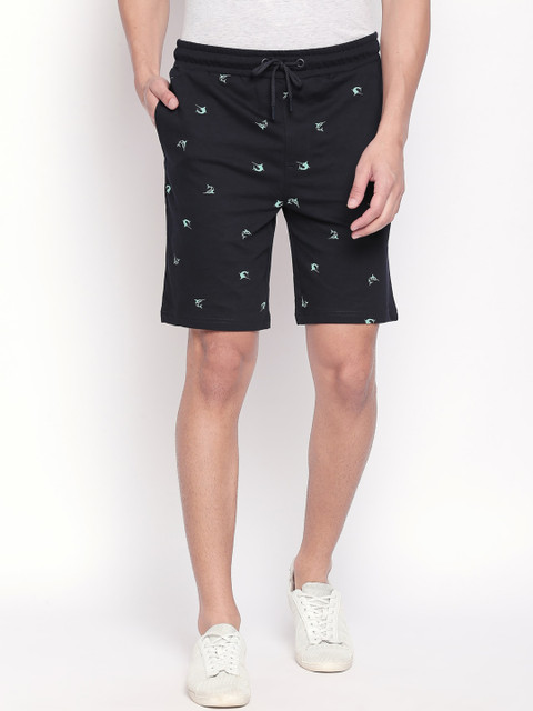 

Urban Ranger by pantaloons Men Navy Blue Printed Slim Fit Regular Shorts