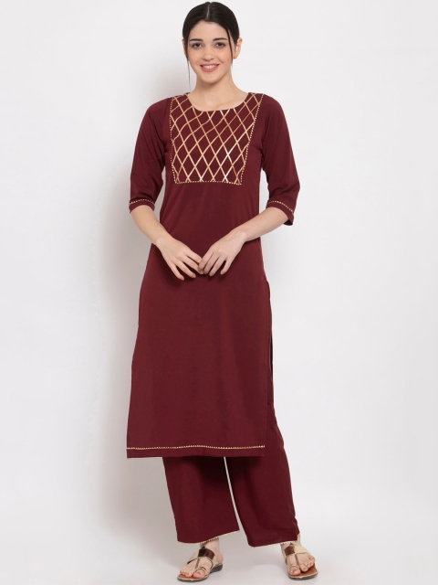

ALC Creations Women Maroon Yoke Design Kurta with Palazzos