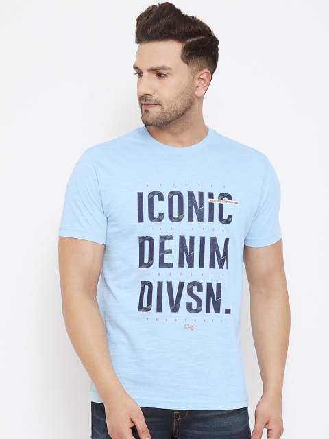 

98 Degree North Men Blue Printed Round Neck T-shirt