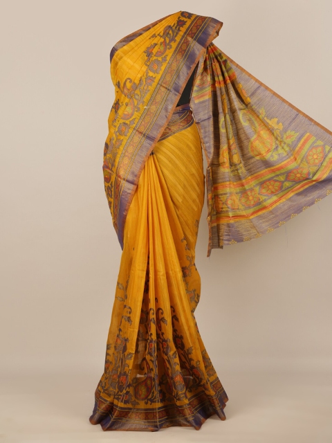 

Pothys Mustard Yellow Woven Design Jute Silk Saree