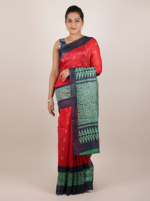 

Pothys Red Woven Design Jute Silk Saree
