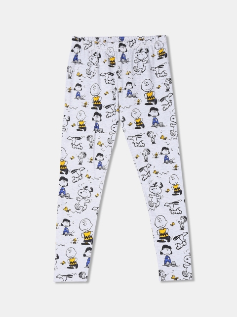 

Colt Girls Grey Melange & Yellow Printed Ankle-Length Leggings