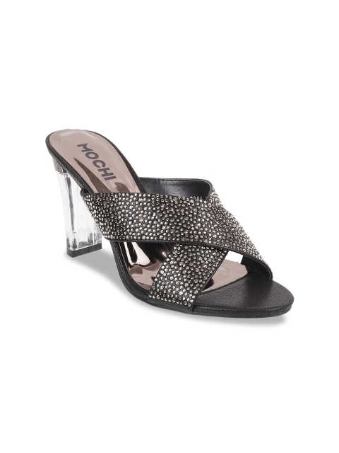 

Mochi Women Black Embellished Block Heels