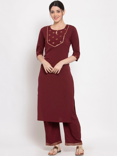 

ALC Creations Women Maroon Yoke Design Kurta with Trousers