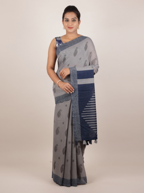 

Pothys Grey Woven Design Jute Silk Saree
