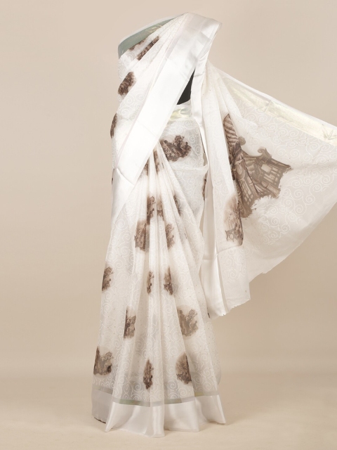 

Pothys White Printed Poly Chiffon Saree