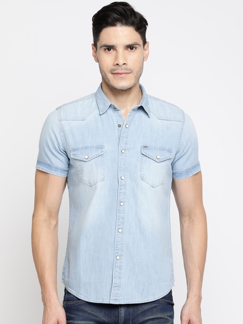 

Pepe Jeans Men Blue Regular Fit Faded Casual Shirt