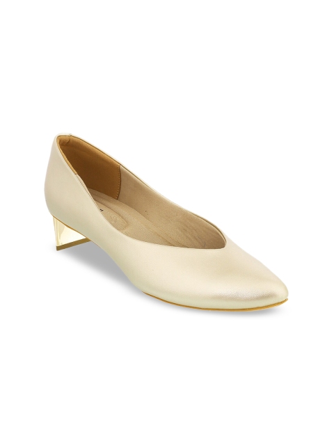 

Mochi Women Gold-Toned Solid Pumps