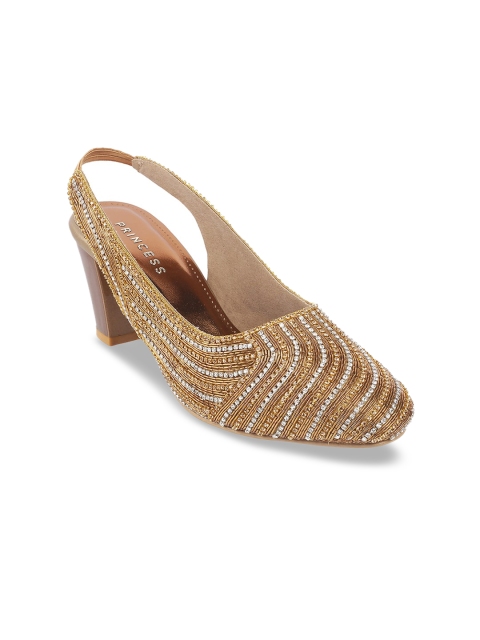 

Metro Women Gold-Toned Embellished Pumps